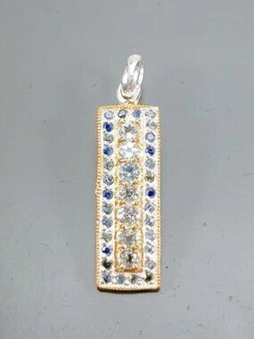 Pendant Natural Blue Topaz with Sapphire Accents 925